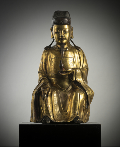 <b>FEUERVERGOLDETE BRONZEFIGUR EINES WÜRDENTRÄGERS</b> <b>FEUERVERGOLDETE BRONZEFIGUR EINES WÜRDENTRÄGERS</b>