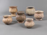 <b>A GROUP OF SIX RED PAINTED BAN CHIANG POTTERY VESSELS</b>