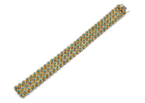 <b>Goldarmband mit Türkisen</b> <b>Goldarmband mit Türkisen</b>