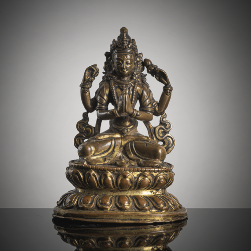 <b>Feuervergoldete Kupferbronze des Shadaksharilokeshvara</b> <b>Feuervergoldete Kupferbronze des Shadaksharilokeshvara</b>