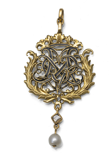 <b>Goldanhänger mit bekröntem Monogramm</b> <b>Goldanhänger mit bekröntem Monogramm</b>