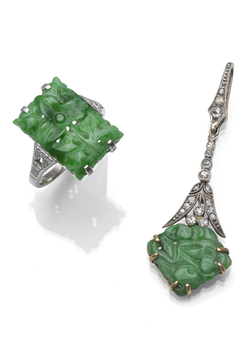<b>Jade Anhänger & Ring im Art Déco Stil</b> <b>Jade Anhänger & Ring im Art Déco Stil</b>