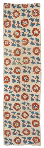 <b>Feine Stickerei mit Blüten und Rankdekor in Seide auf Baumwolle</b> <b>Feine Stickerei mit Blüten und Rankdekor in Seide auf Baumwolle</b>