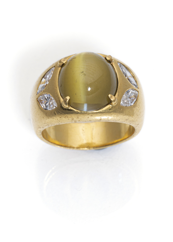 <b>Feiner Chrysoberyll-Diamant-Ring</b> <b>Feiner Chrysoberyll-Diamant-Ring</b>