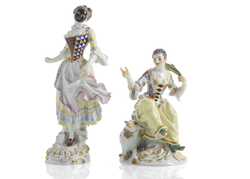 <b>Columbine aus der Commedia dell'Arte und Schäferin mit Lamm</b> <b>Columbine aus der Commedia dell'Arte und Schäferin mit Lamm</b>