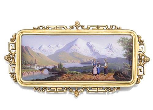<b>Feine Schweizer Emaille-Brosche 