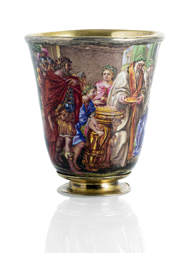 <b>Silber-Emaille-Becher</b> <b>Silber-Emaille-Becher</b>