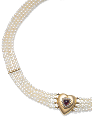 <b>Vierreihige Perlenkette mit Herz</b> <b>Vierreihige Perlenkette mit Herz</b>