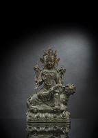 <b>A BRONZE FIGURE OF MANJUSHRI</b>