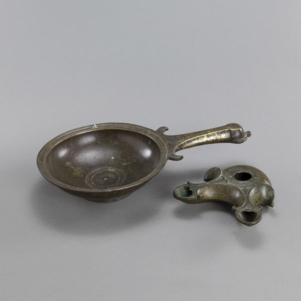 <b>A BRONZE LADLE AND AN OIL-LAMP</b>