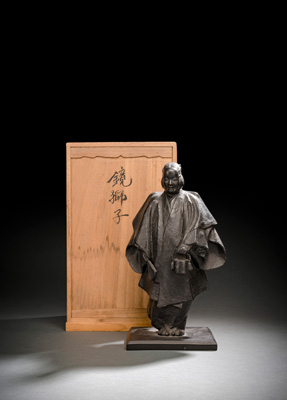 <b>A BRONZE FIGURE OF A NÔO ACTOR WEARING A MASK BY MIURA WAKO</b>