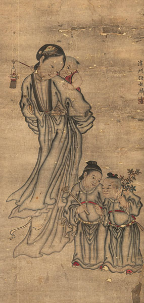 <b>TWO SCROLLS WITH DEPICTIONS OF CHILDREN</b>