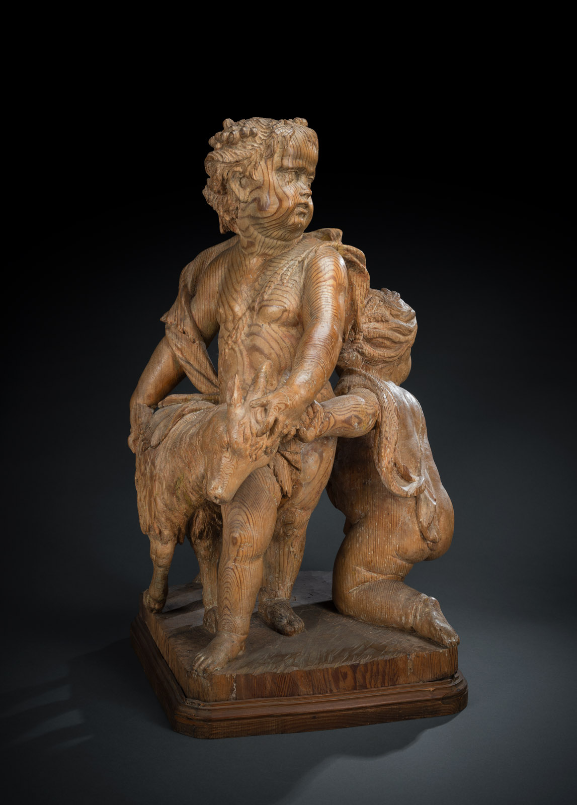 <b>A NICE PAIR GROUP OF TWO PUTTI WITH A HE-GOAT</b>