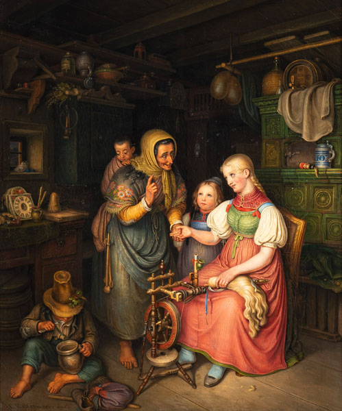 Die Wahrsagerin. Öl/Lwd., unten links signiert, bezeichnet und datiert Die Wahrsagerin. Öl/Lwd., unten links signiert, bezeichnet und datiert