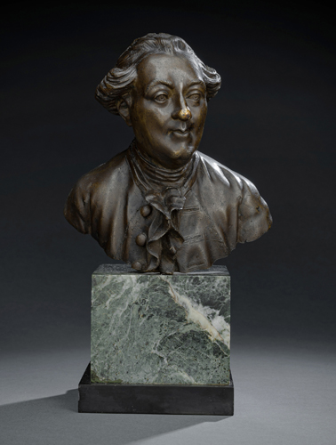 <b>A BRONZE BUST OF A ROCOCO GENTLEMAN</b>