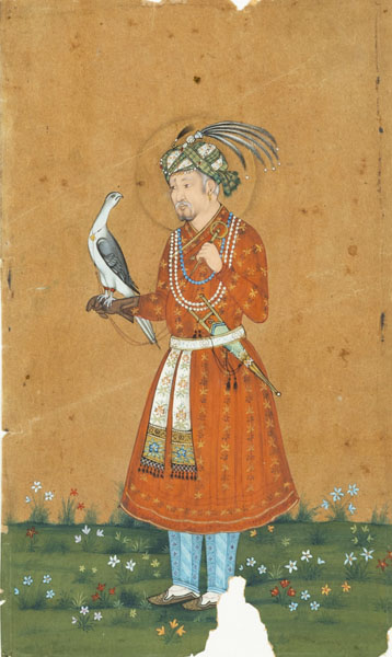 <b>A MINIATURE PAINTING DEPICTING A NOBLE MAN WITH HIS FALCON</b>