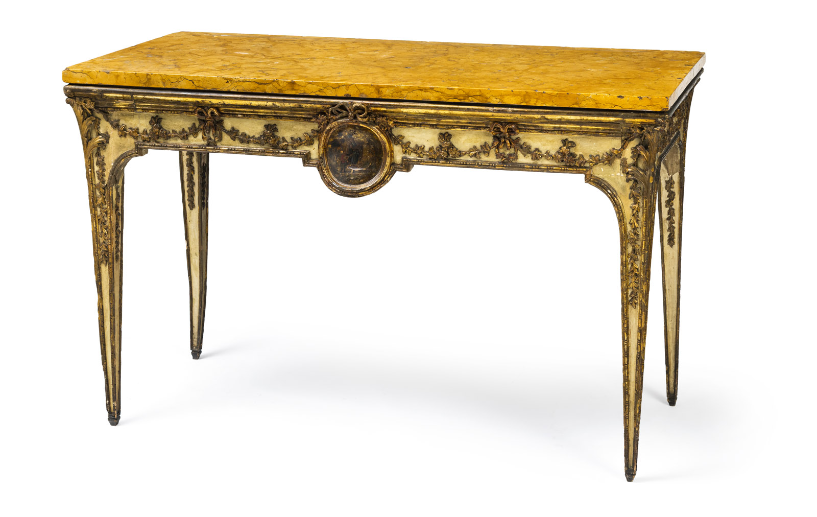 <b>A TRANSITION PERIOD PAINED AND PARTLY SILVERED CONSOLE TABLE</b>