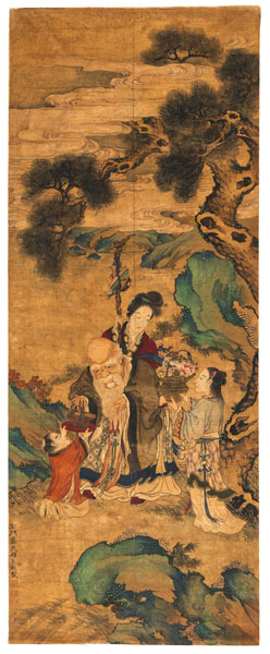 <b>SHOULAO AND MAGU UNDER A PINE TREE IN THE STYLE OF GU JIANLONG (1606 - 1687)</b>